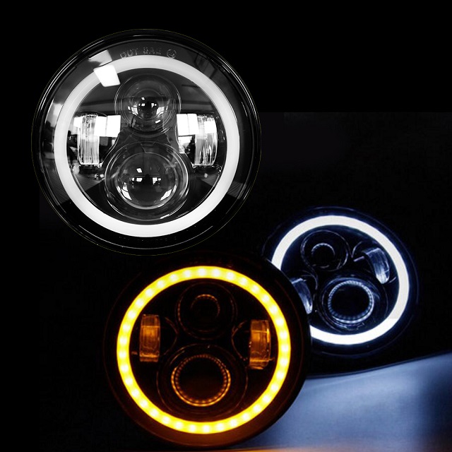 Dual Couleurs Cercle complet Angel Eyes de 7 pouces LED Headlight J003
